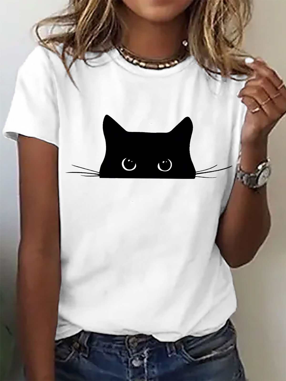 Cute Cat Print T-shirt