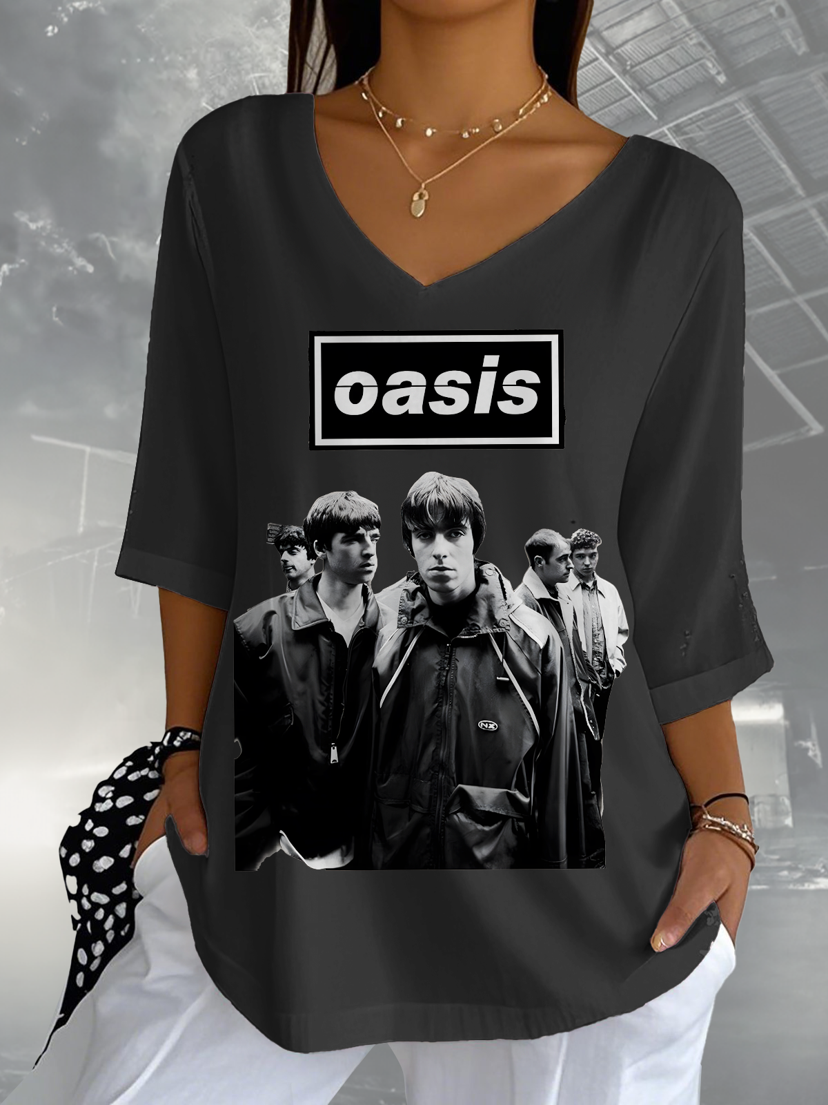 Oasis 2025 Tour Ladies Loose 3/4 Sleeve Top