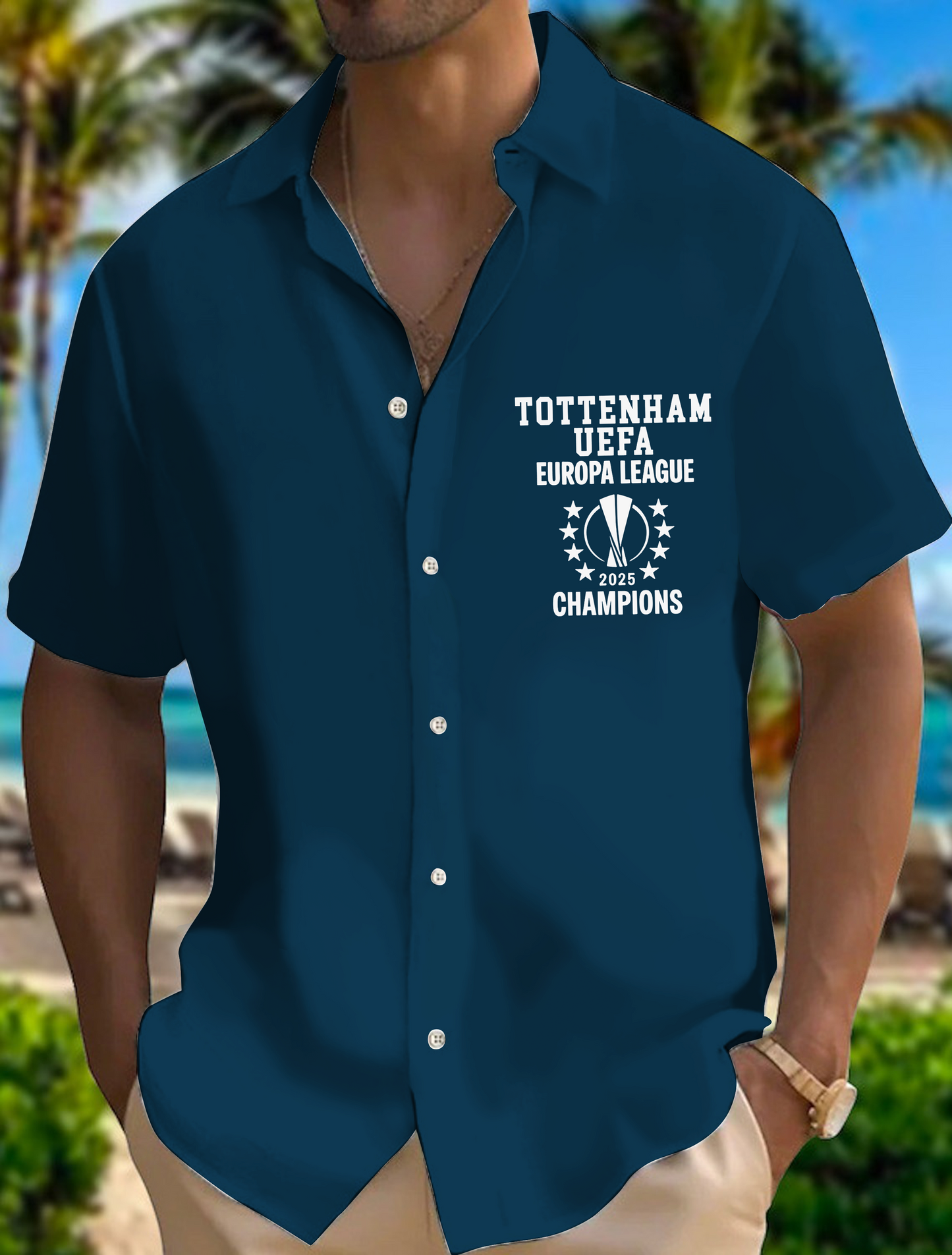 Tottenham Hotspur 2025 Football Fan Celebration Men's Cuban Collar Shirt