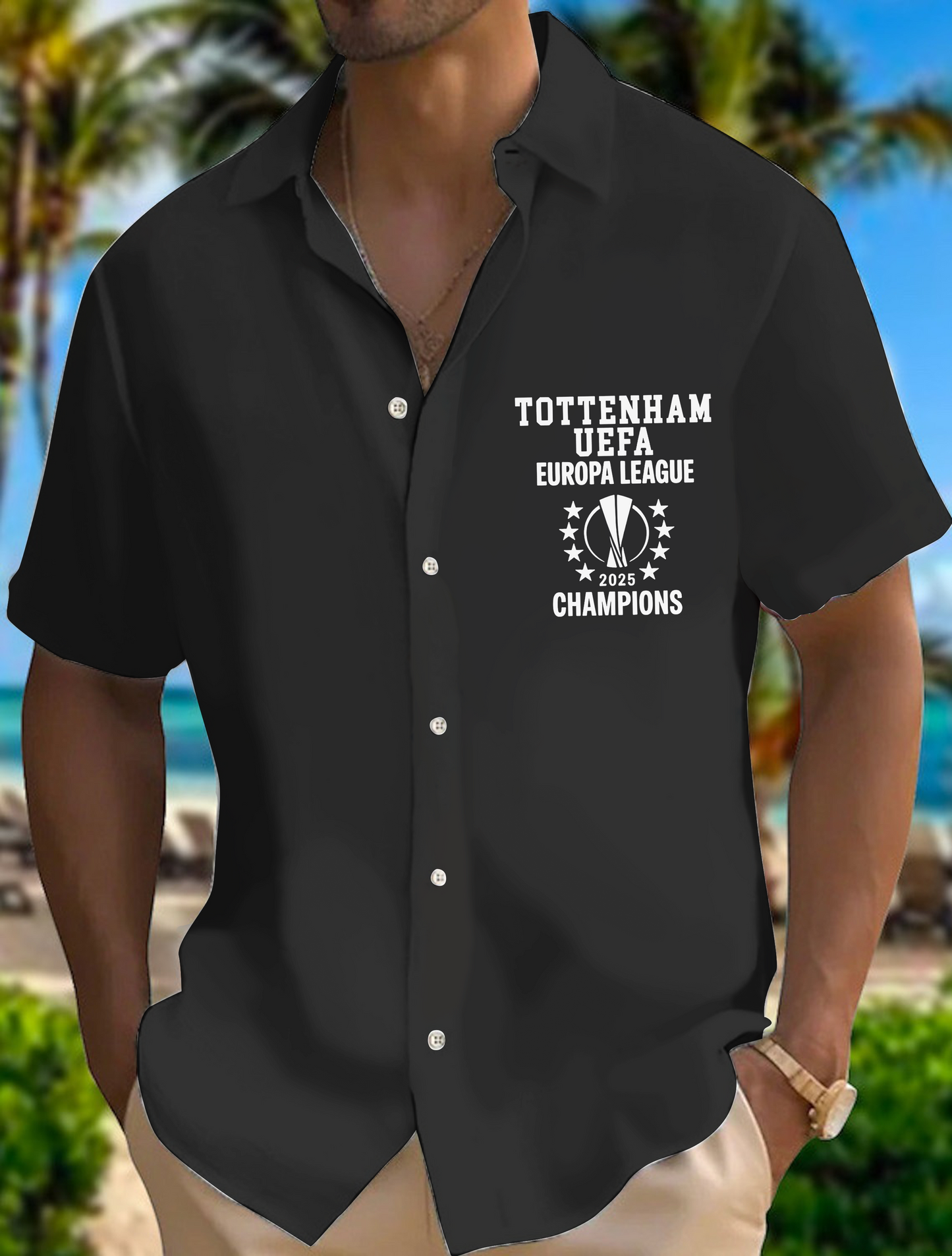 Tottenham Hotspur 2025 Football Fan Celebration Men's Cuban Collar Shirt