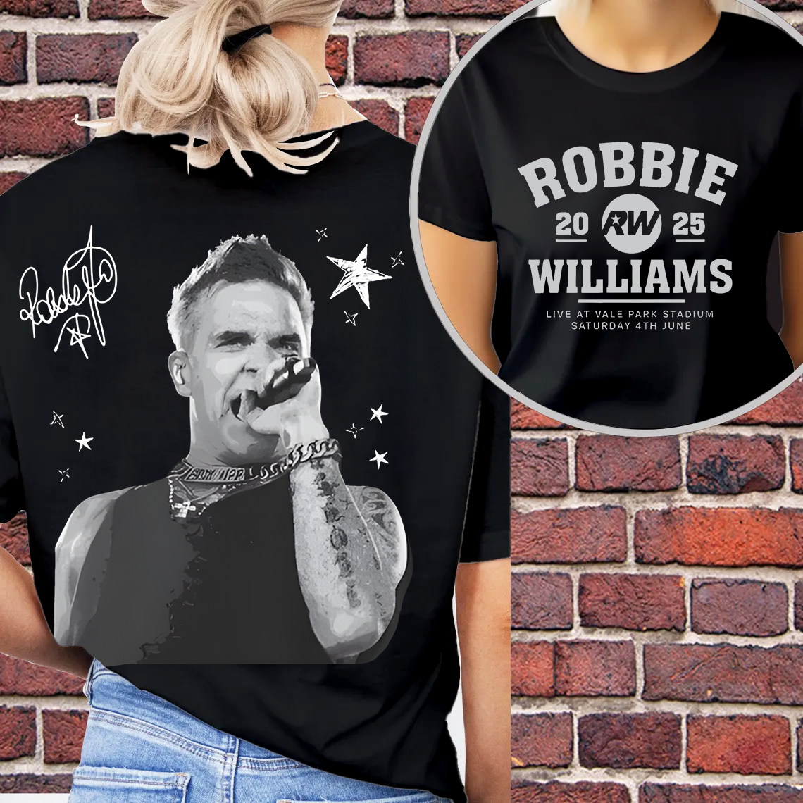 ロビー・ウィリアムズ ライブツアー 2025 クルーネック Tシャツ