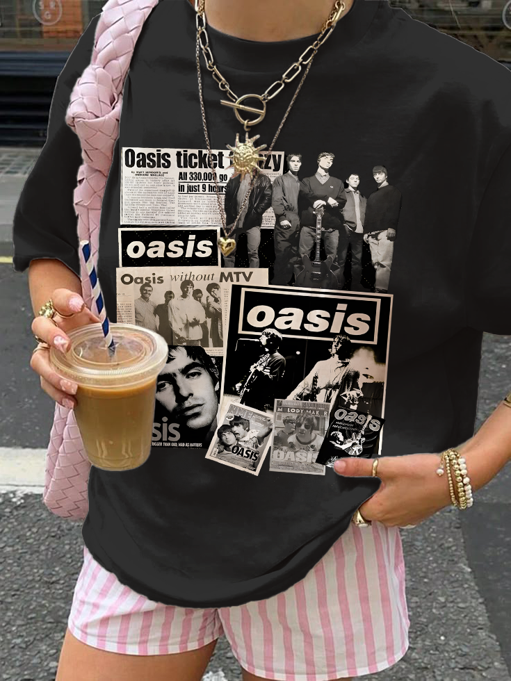 Oasis Band Fans Crew Neck Cotton Tee