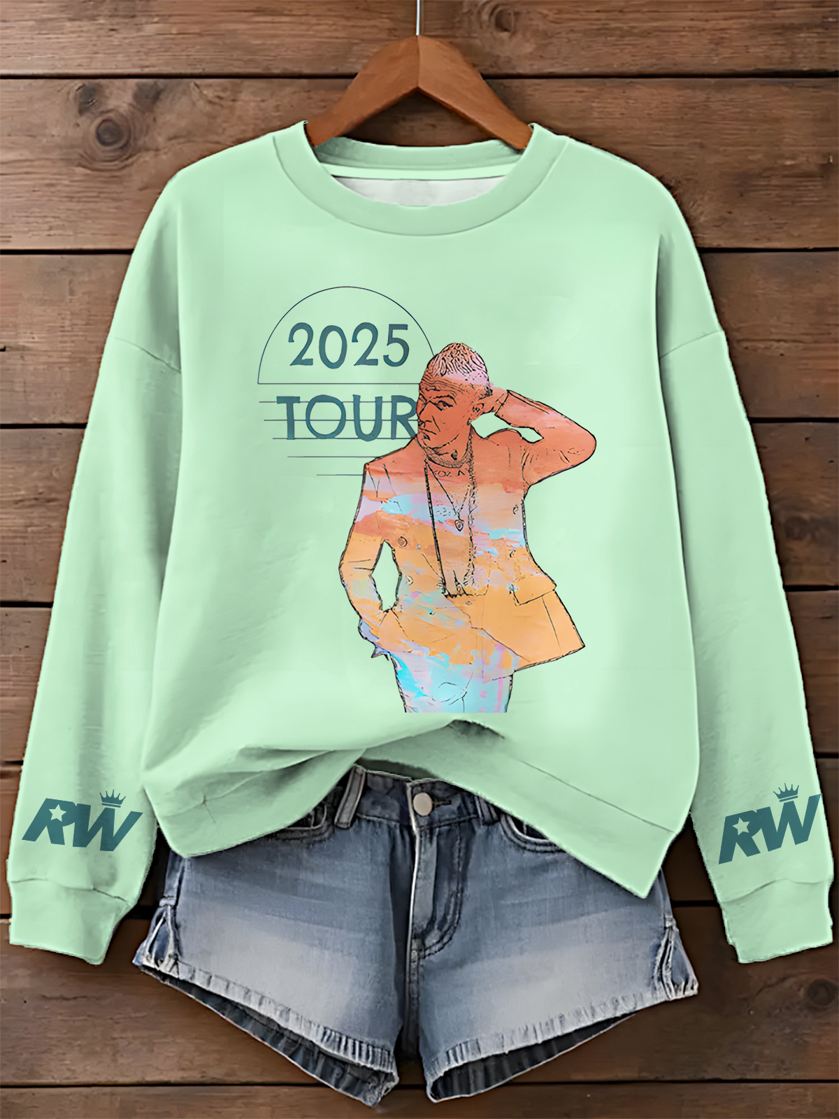Robbie Williams 2025 Tour Printed Long Sleeve Casual Top