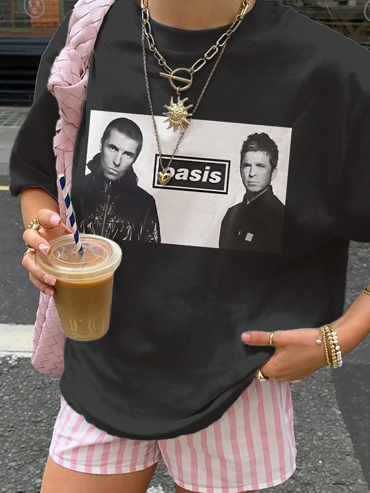 Oasis 2025 Tour Band Fans Crew Neck Cotton T-shirt