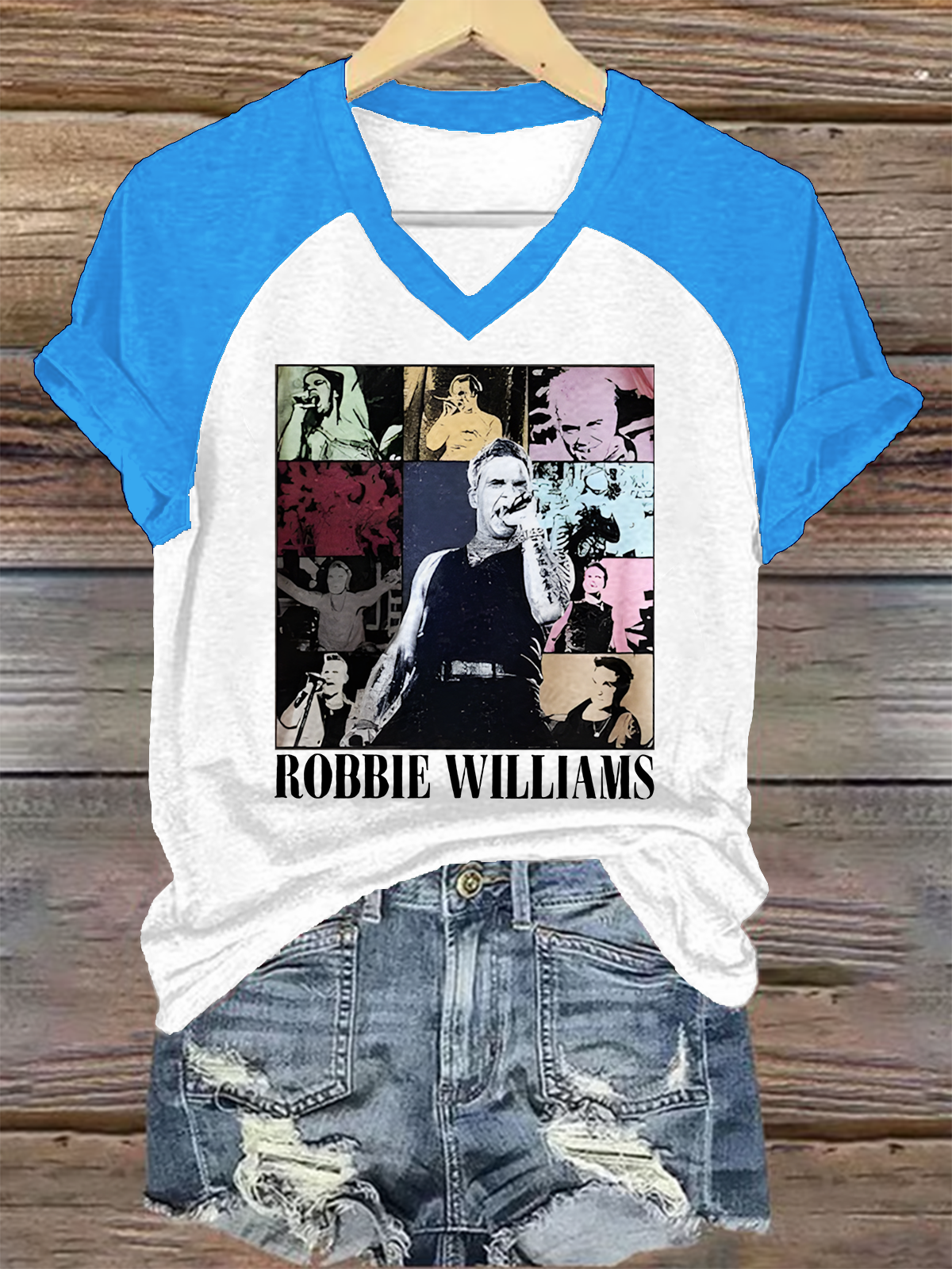 로비 윌리엄스 라이브 투어 2025 V넥 티셔츠