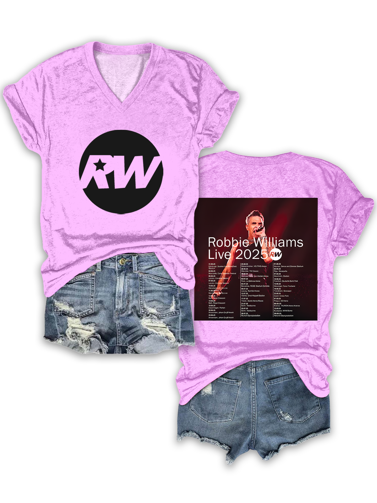 Robbie Williams Live Tour 2025 V-neck T-Shirt