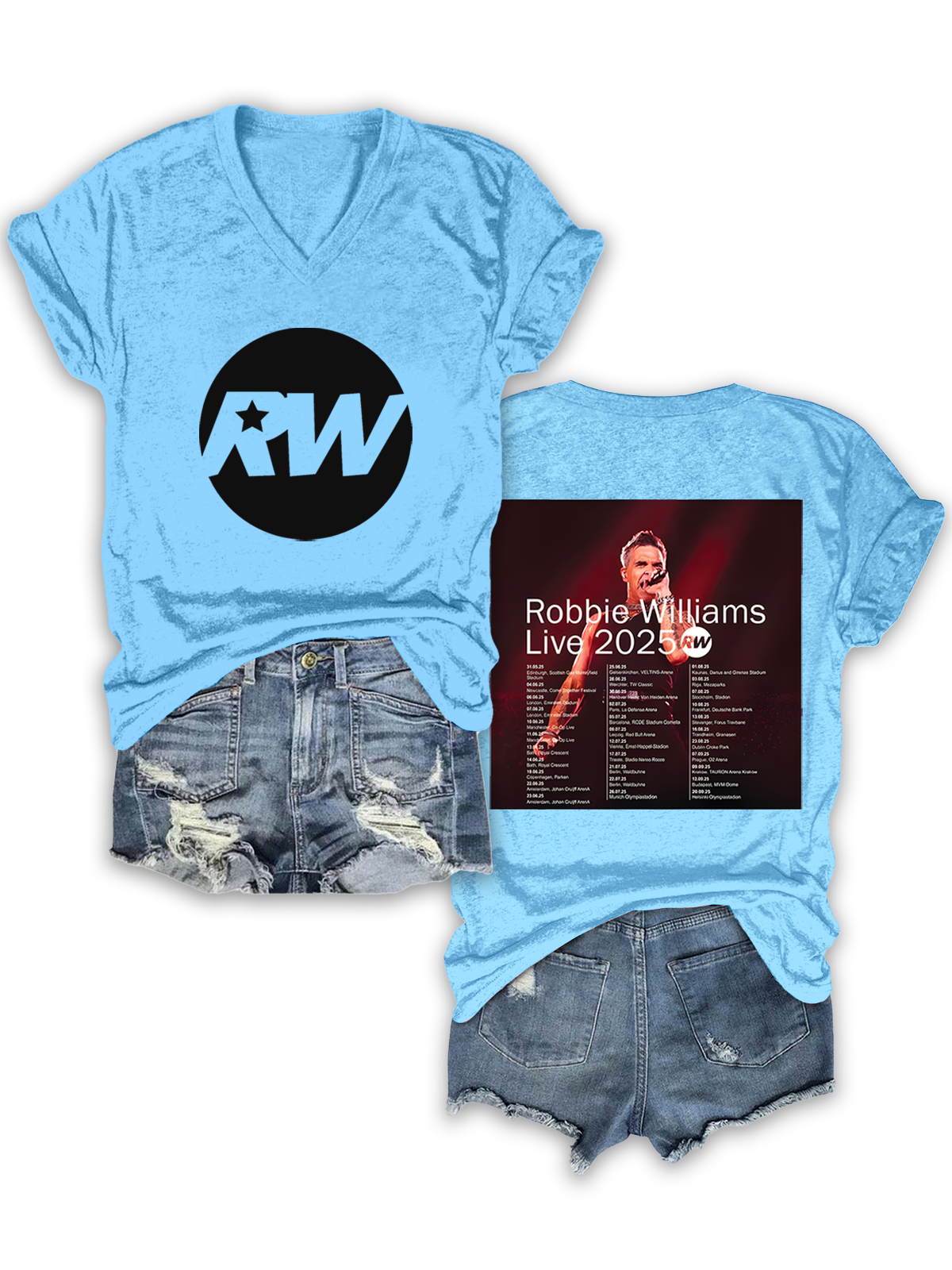 Robbie Williams Live Tour 2025 V-neck T-Shirt