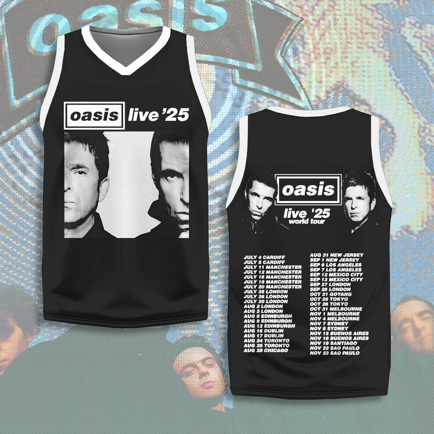 Oasis 2025 Tour Printed Sports V-neck Vest