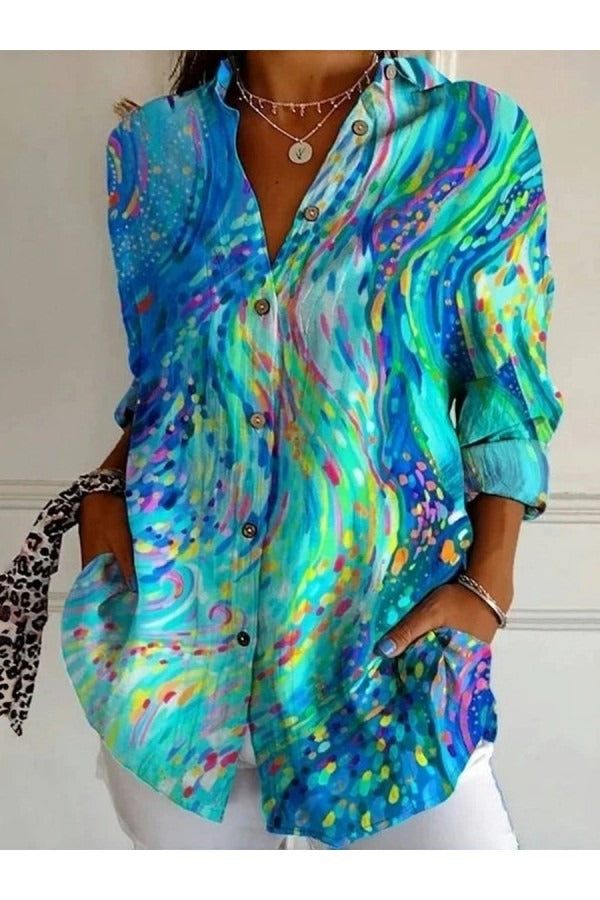 Women's Abstract Vintage Print Blouse