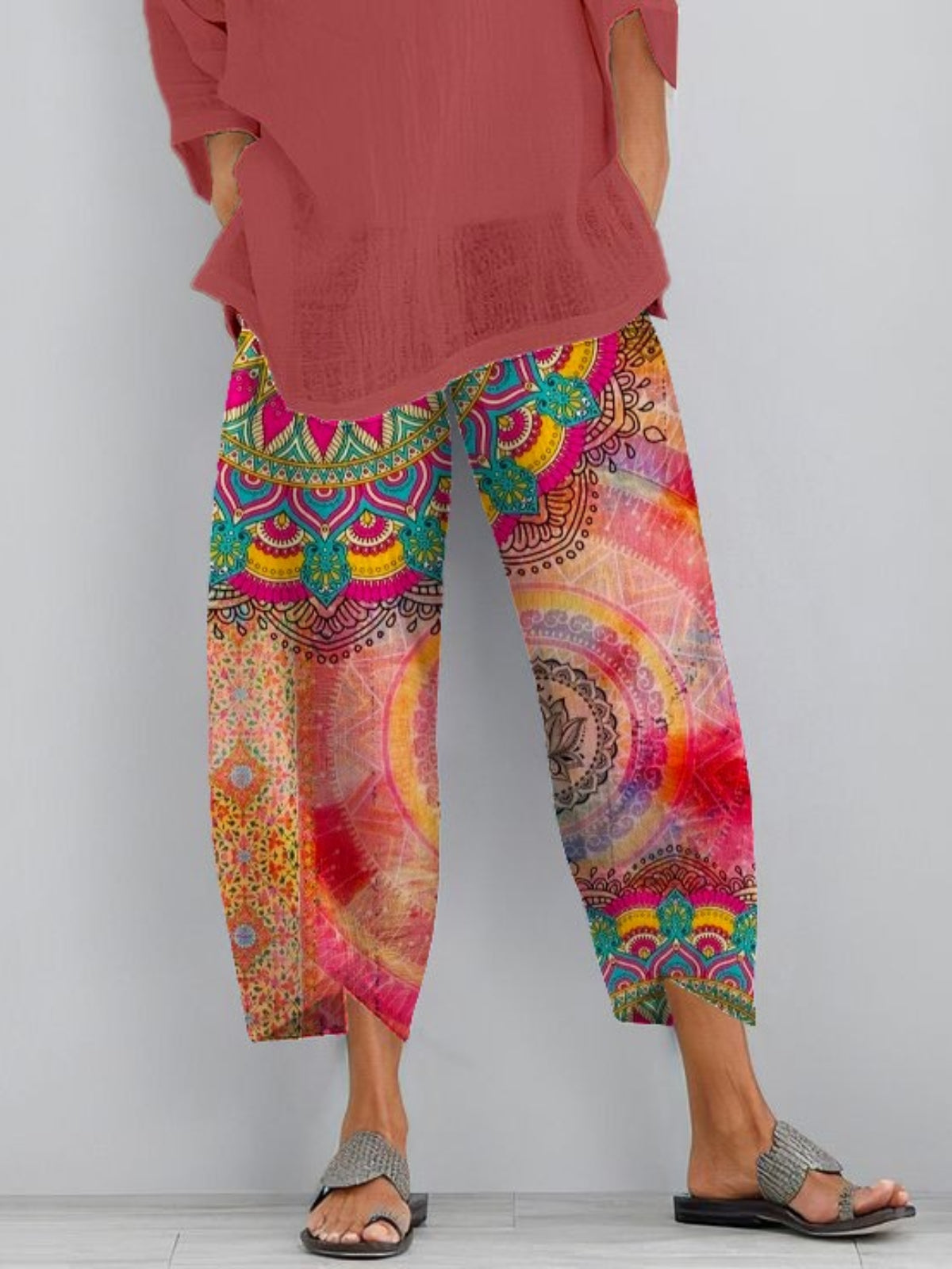 Vintage Bohemian Folk Floral Women's casual trousers