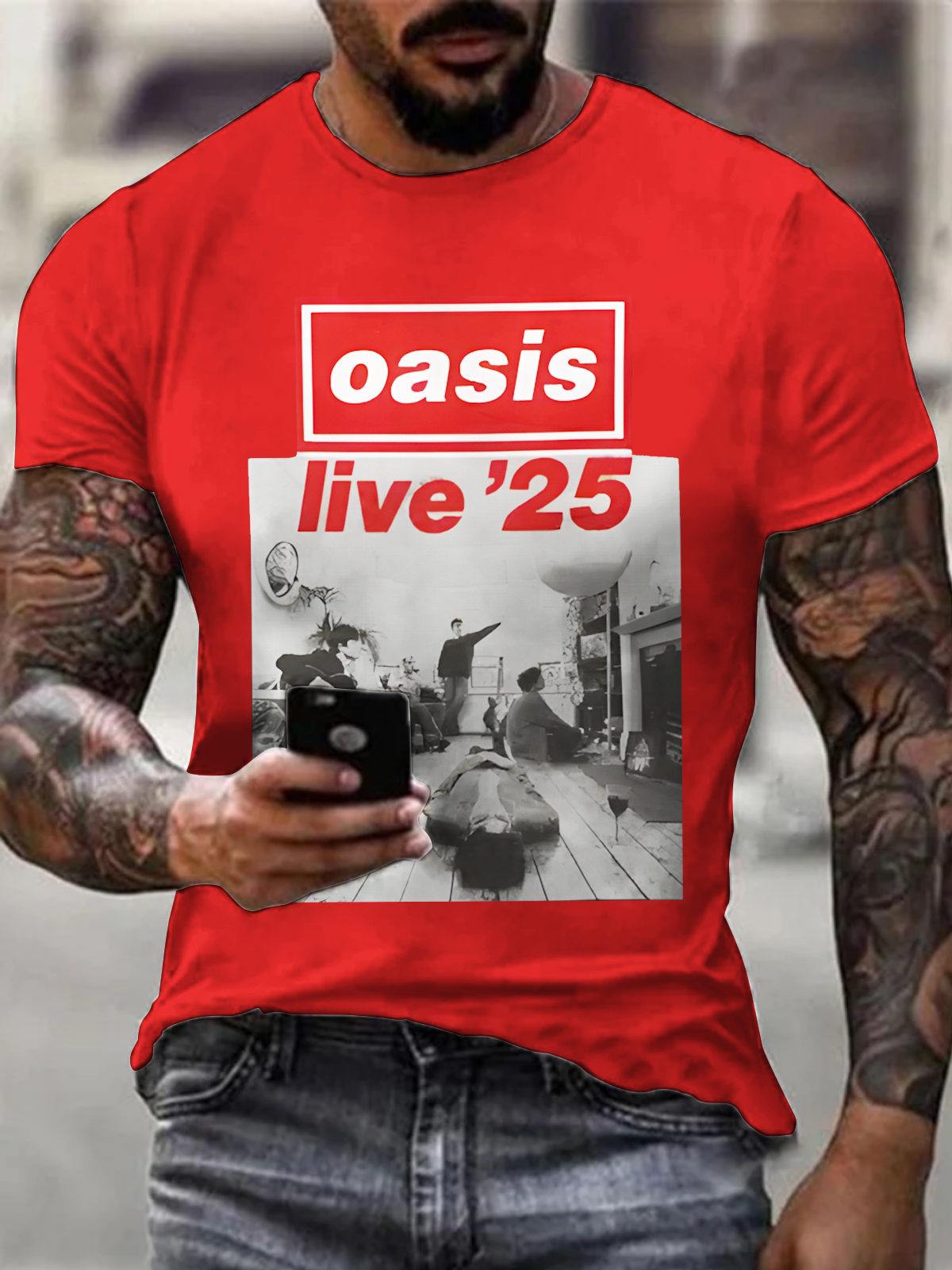 Oasis Music Fans Round Neck Short Sleeve Men's T-shirt