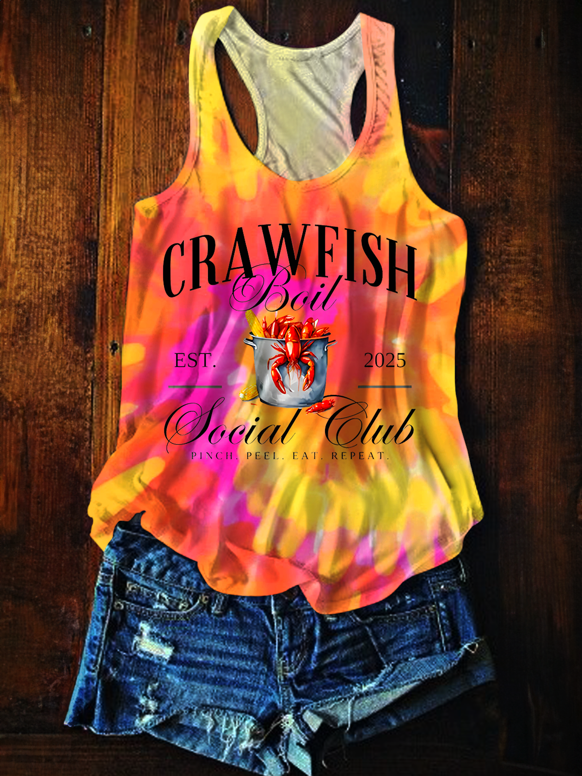 ザリガニボイルソーシャルクラブプリントカジュアルタンクトップ