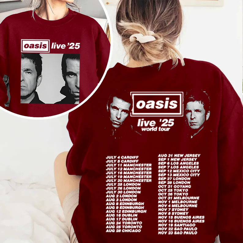 Oasis 2025 Tour Printed Long Sleeve Casual Top