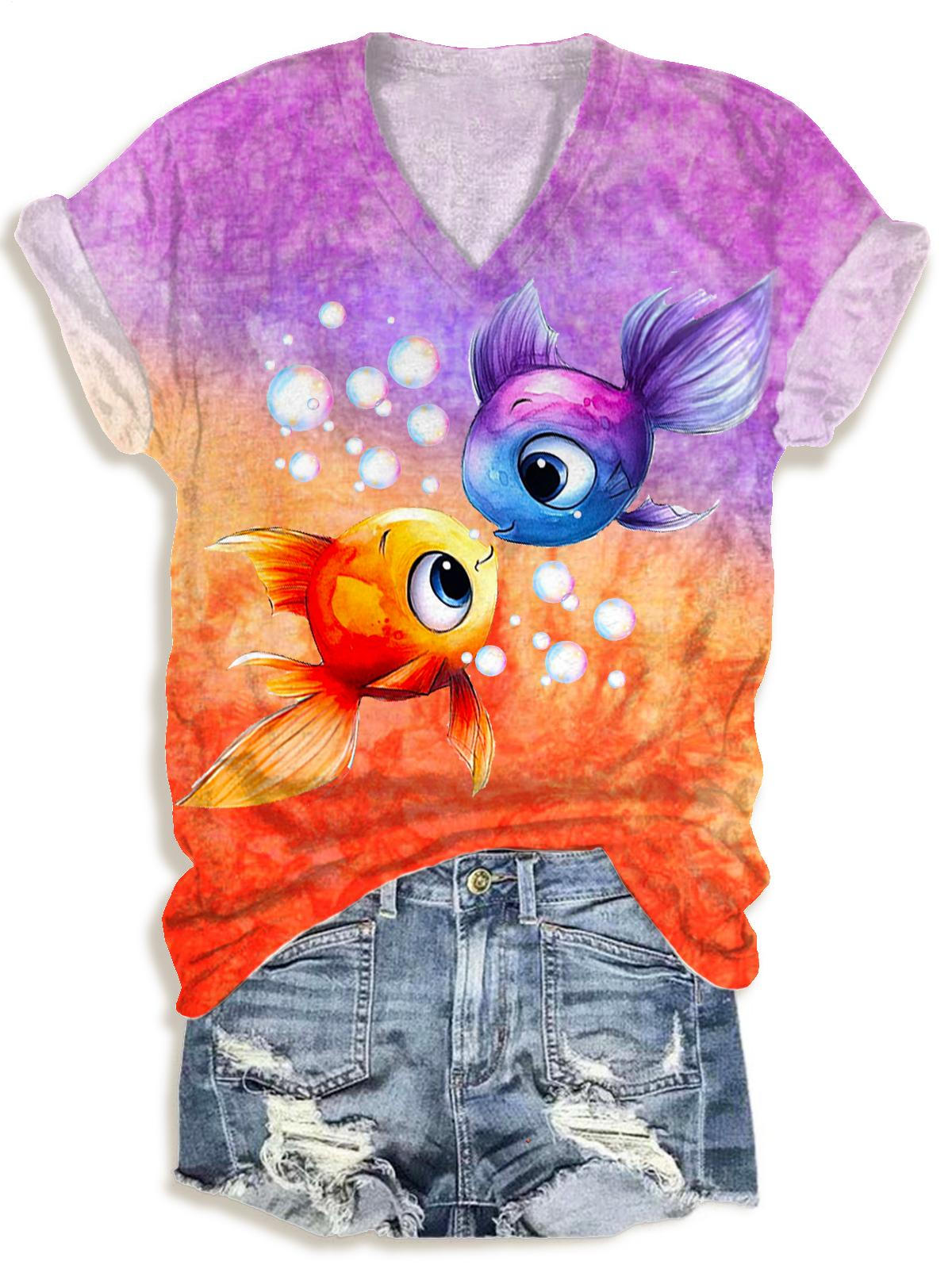 Cute Goldfish V-neck T-Shirt