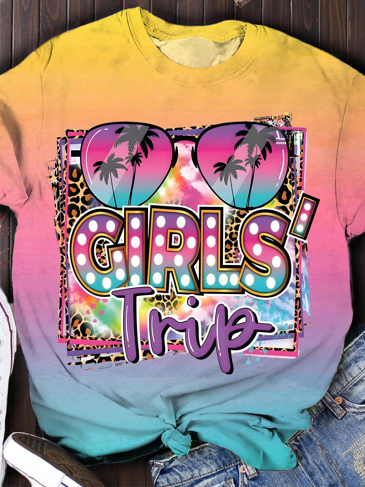 Leopard Girls' Trip Crew Neck T-shirt