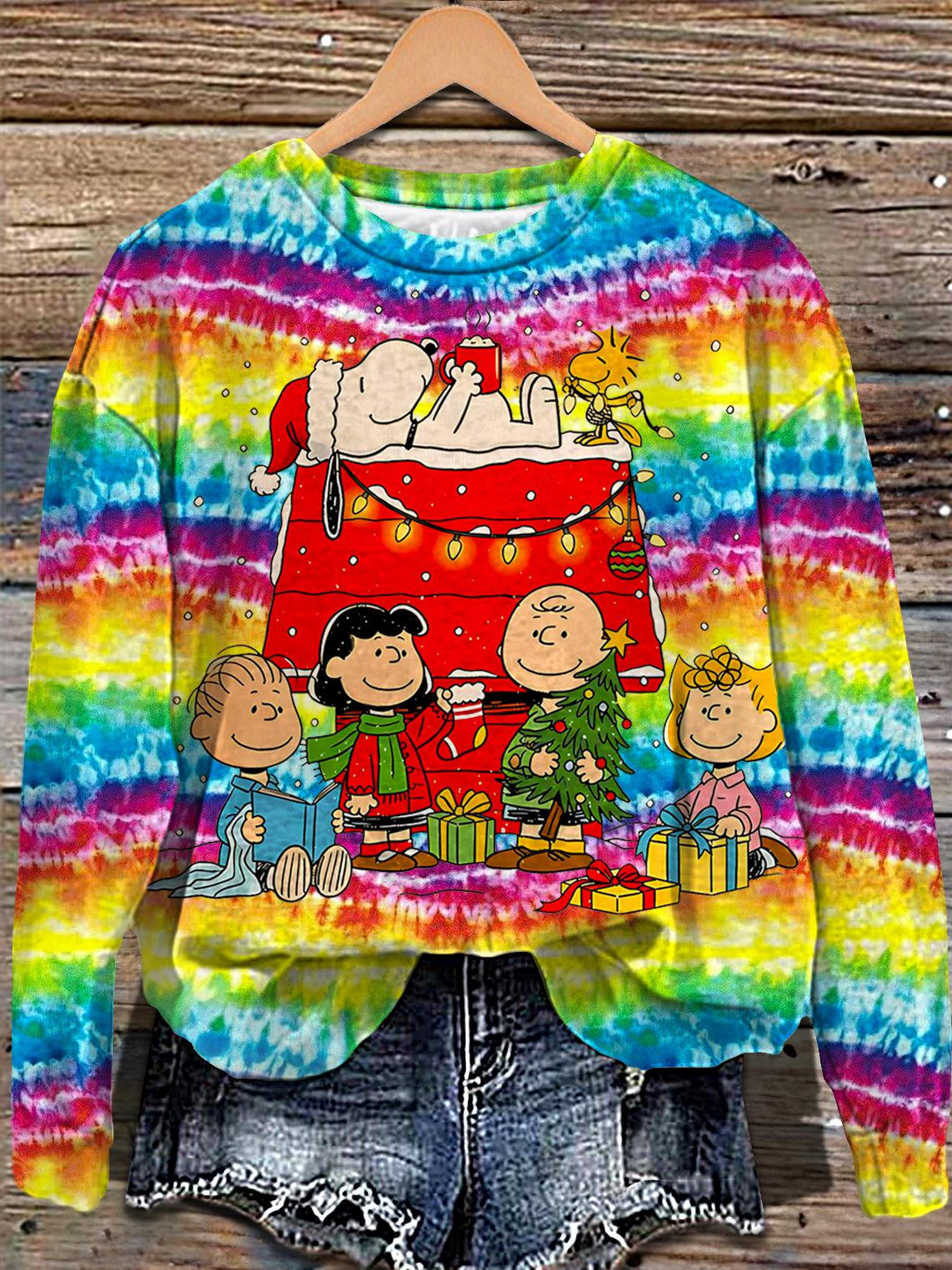 Christmas Snoopy Printed Long Sleeve Casual Top