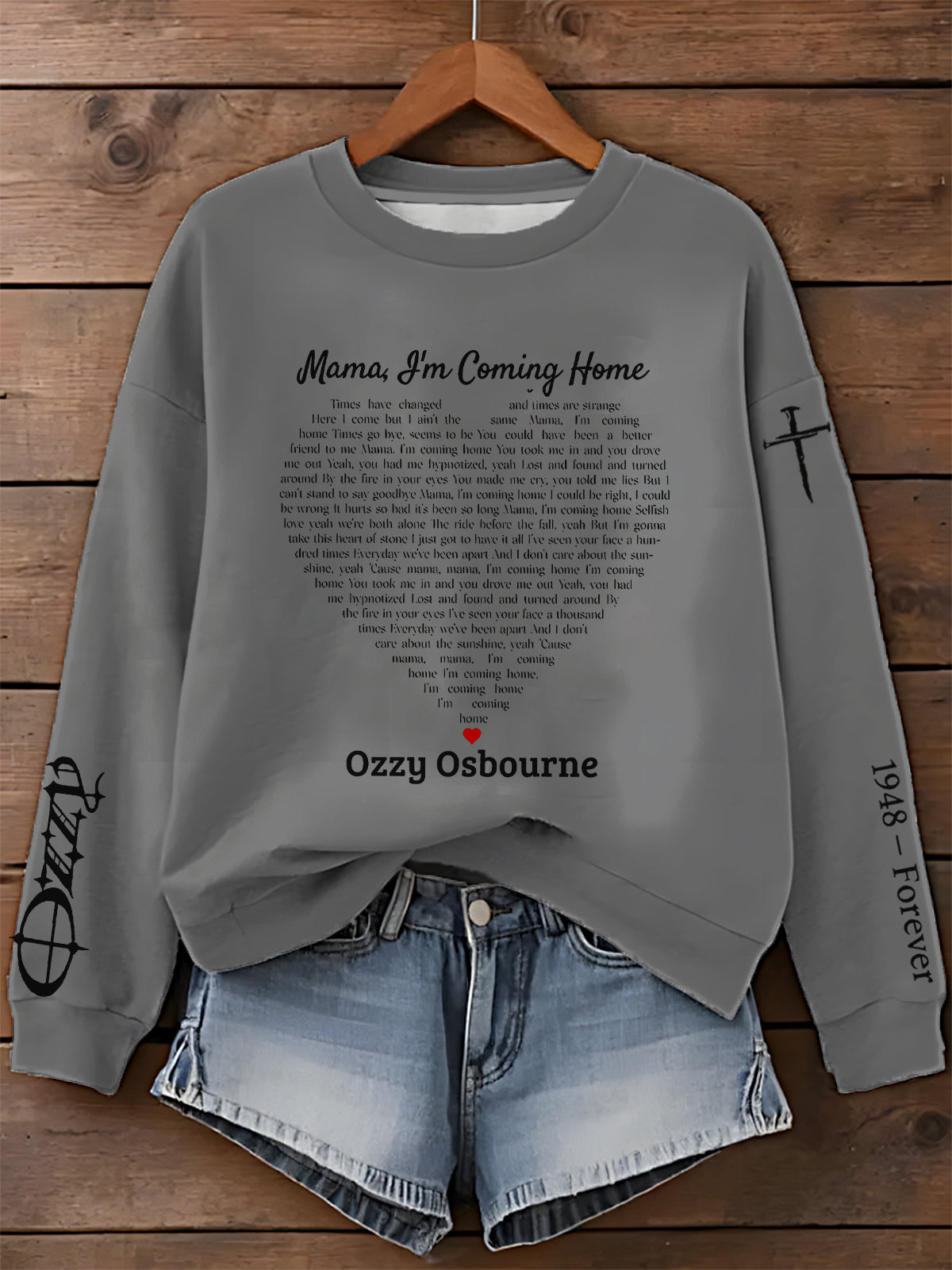 Not On Tour Ozzy Osbourne Printed Long Sleeve Casual Top