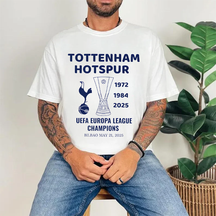 Tottenham Hotspur Europa League Champions 2025 Top Round Neck Short Sleeve Men's T-shirt