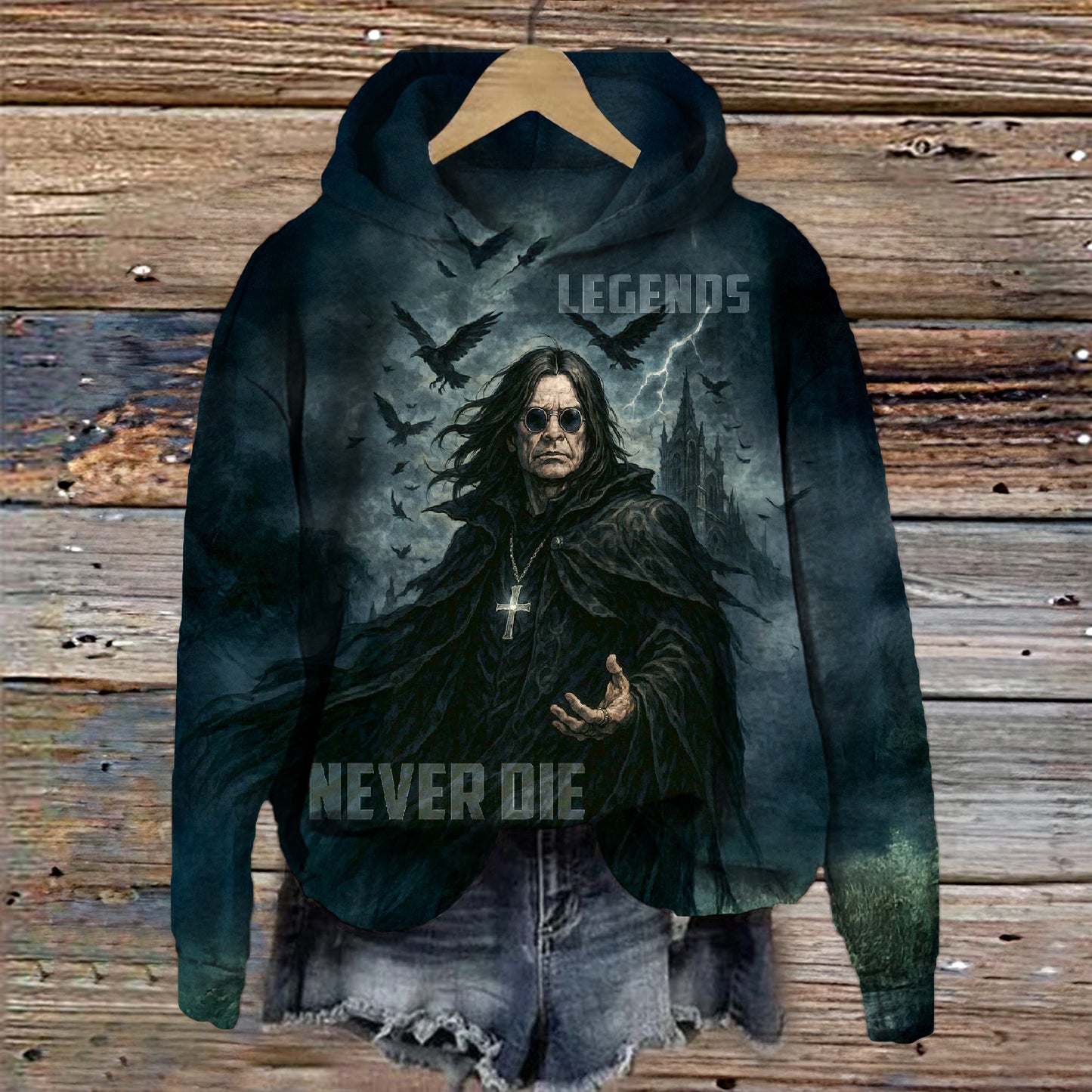 Ozzy Osbourne Dark Long Sleeve Printed Hoodie