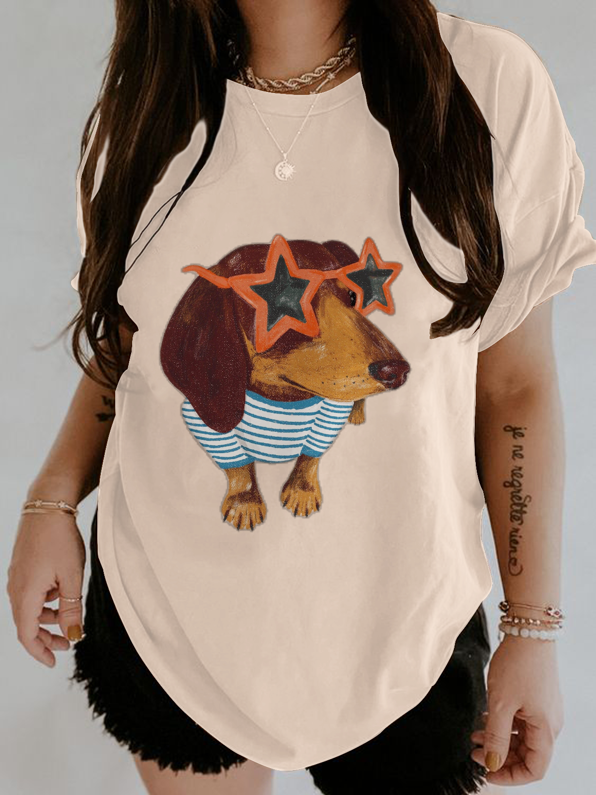 Fun And Casual Dachshund Crew Neck T-shirt