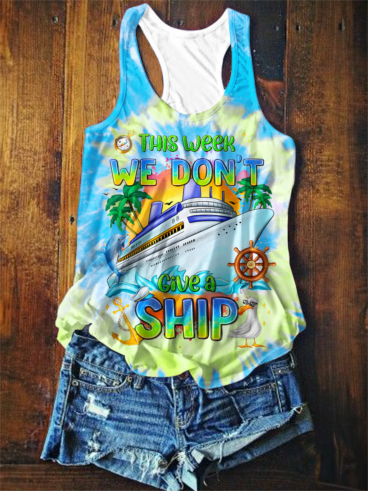 This Week We Don't Give a Ship Printed Casual Tank Top