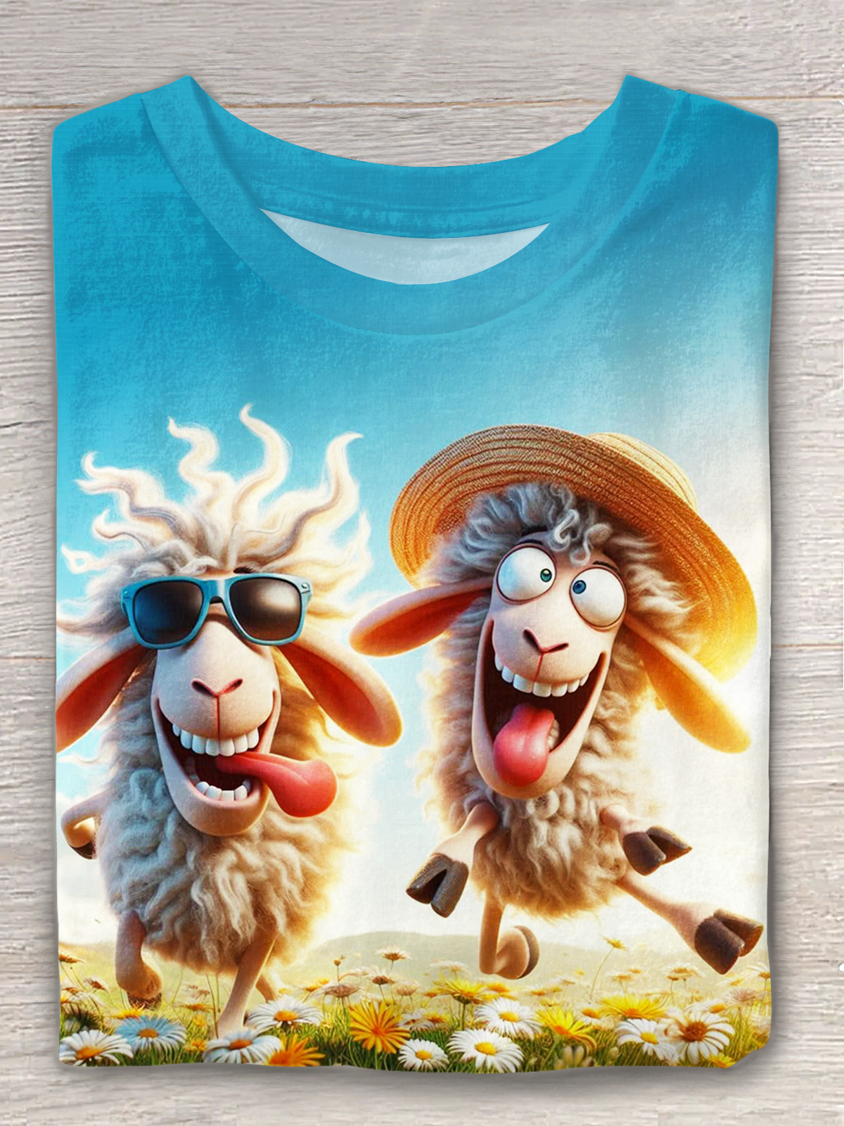 Abstract Funny Sheep Crew Neck T-shirt