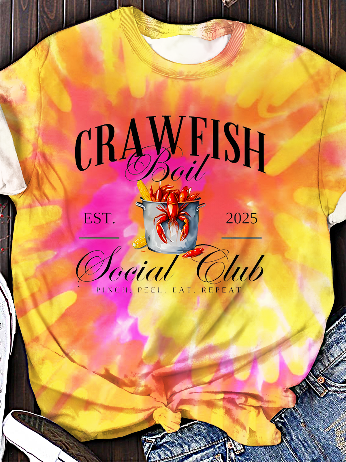 Crawfish Boil Social Club T-Shirt mit Rundhalsausschnitt