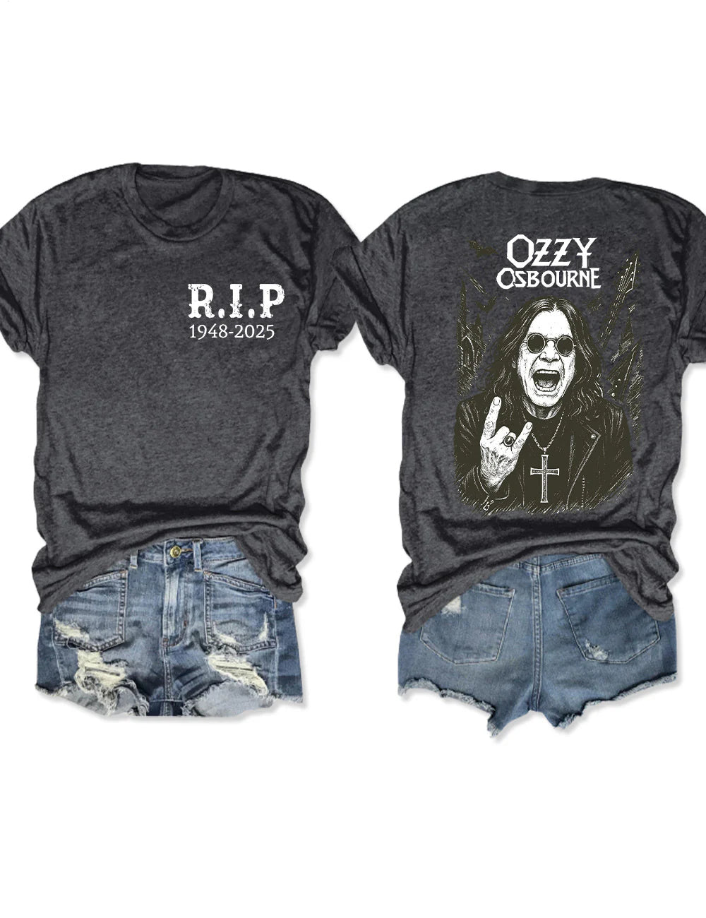 RIP Ozzy Osbourne 1948-2025 Crew Neck T-shirt