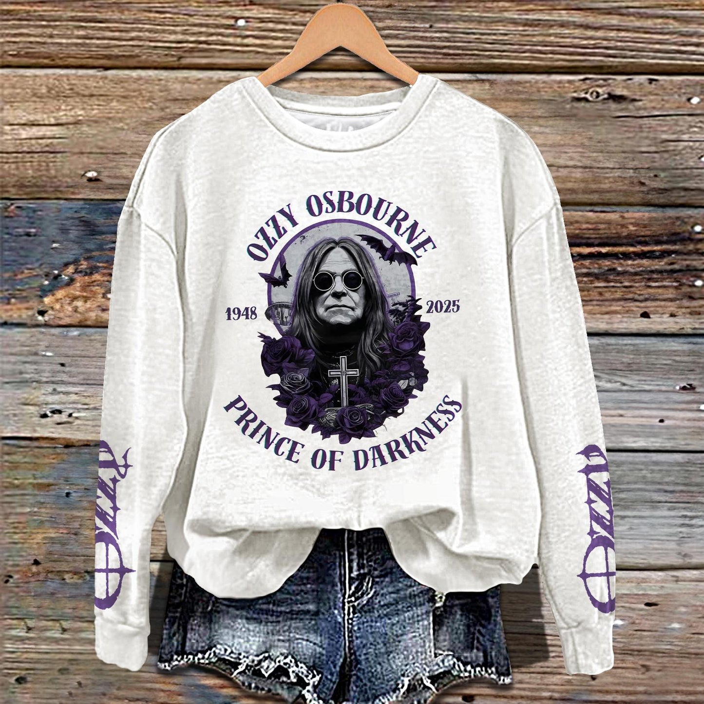 Ozzy Osbourne Printed Long Sleeve Casual Top