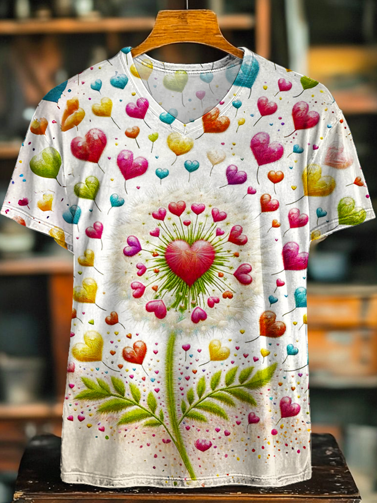 Whisper of Wisdom Dandelion Love V-neck T-Shirt