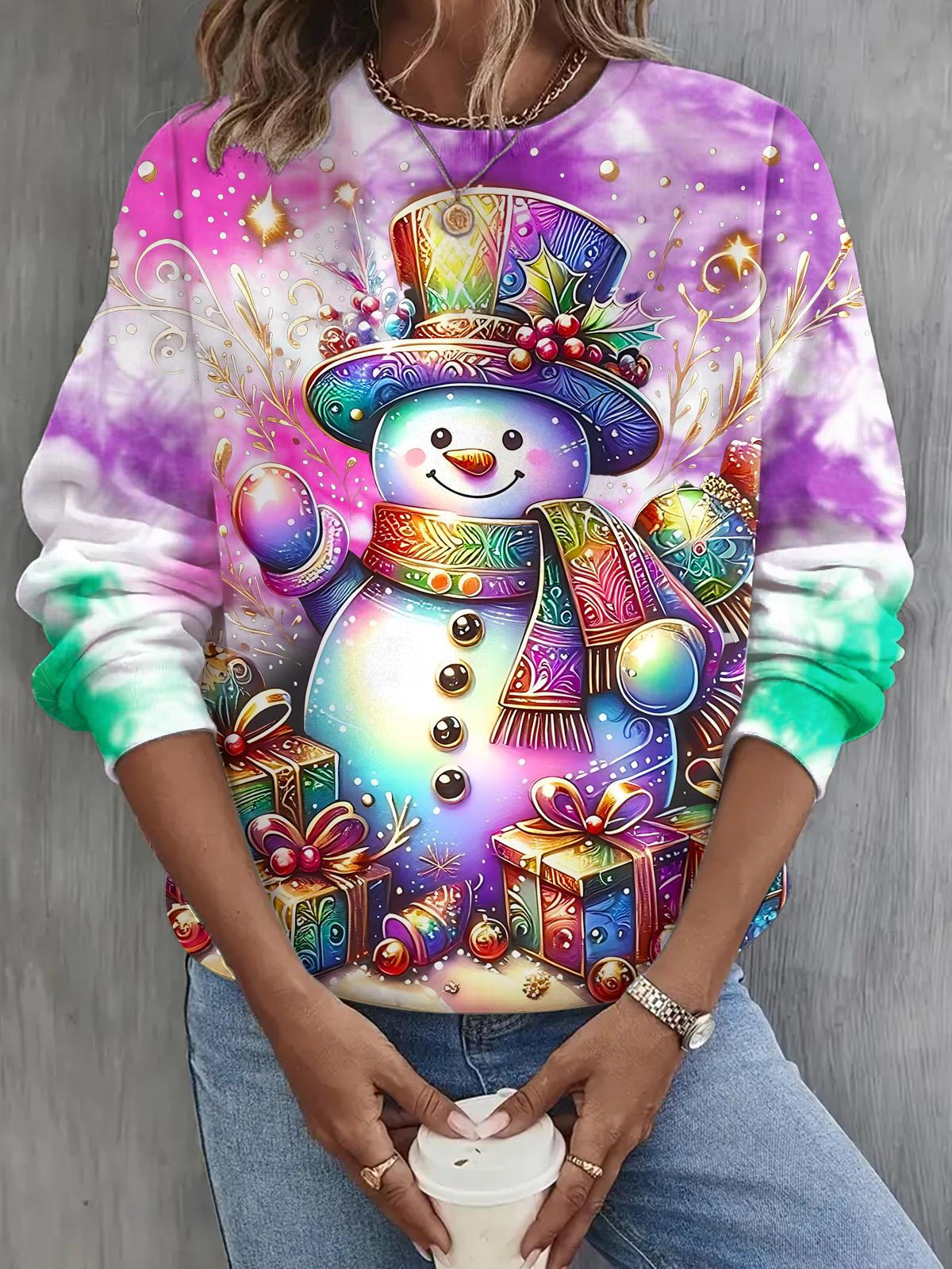 Christmas Snowman Long Sleeve Casual Top