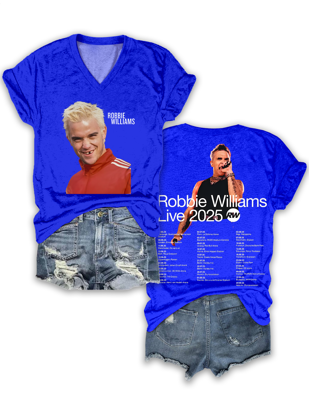 ロビー・ウィリアムズ ライブツアー 2025 Vネック Tシャツ