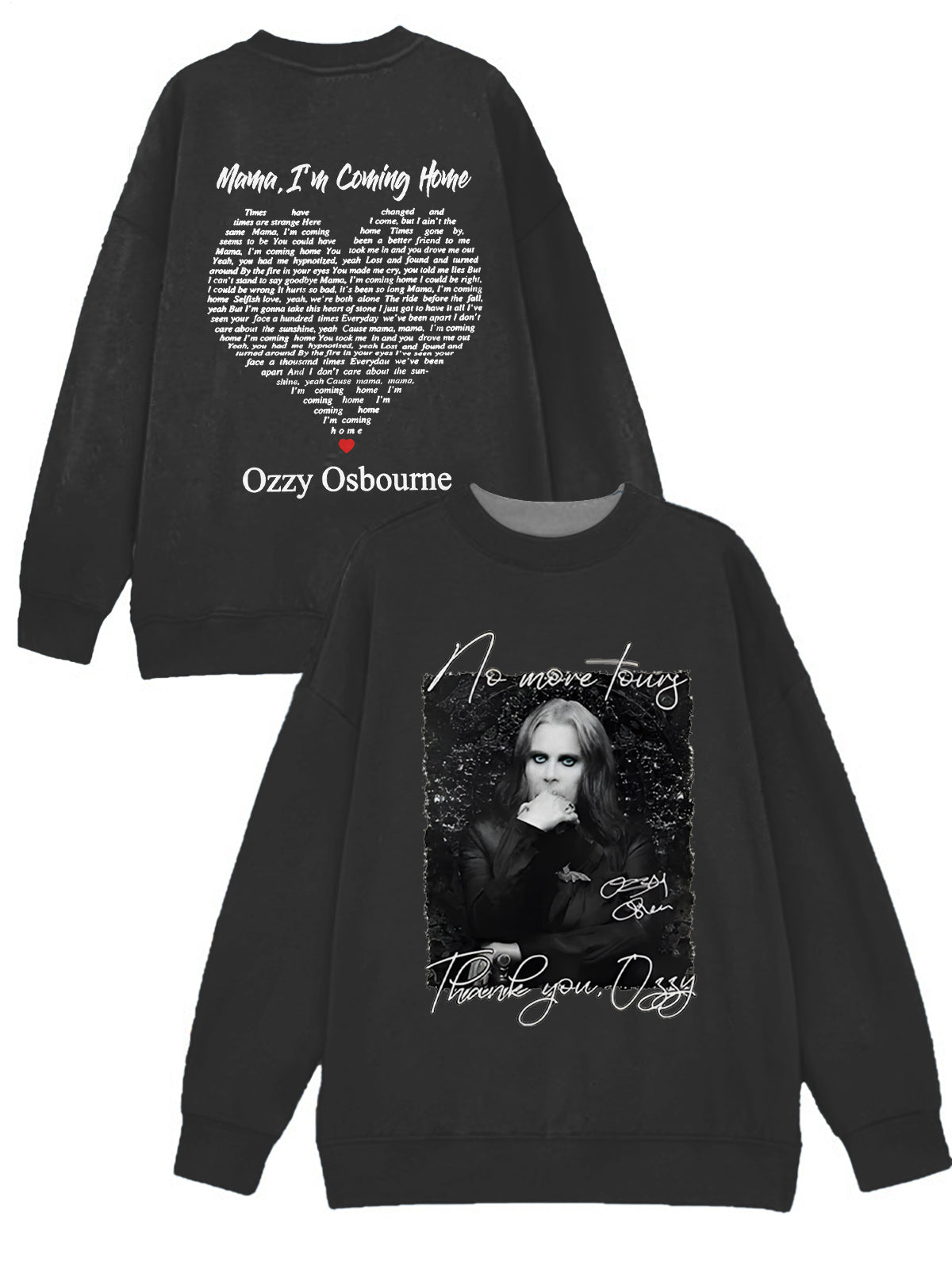 In Memory of Ozzy Osbourne Printed Long Sleeve Casual Top