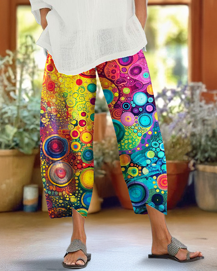 Colorful Classic Geometric Hippie Art Women's casual trousers