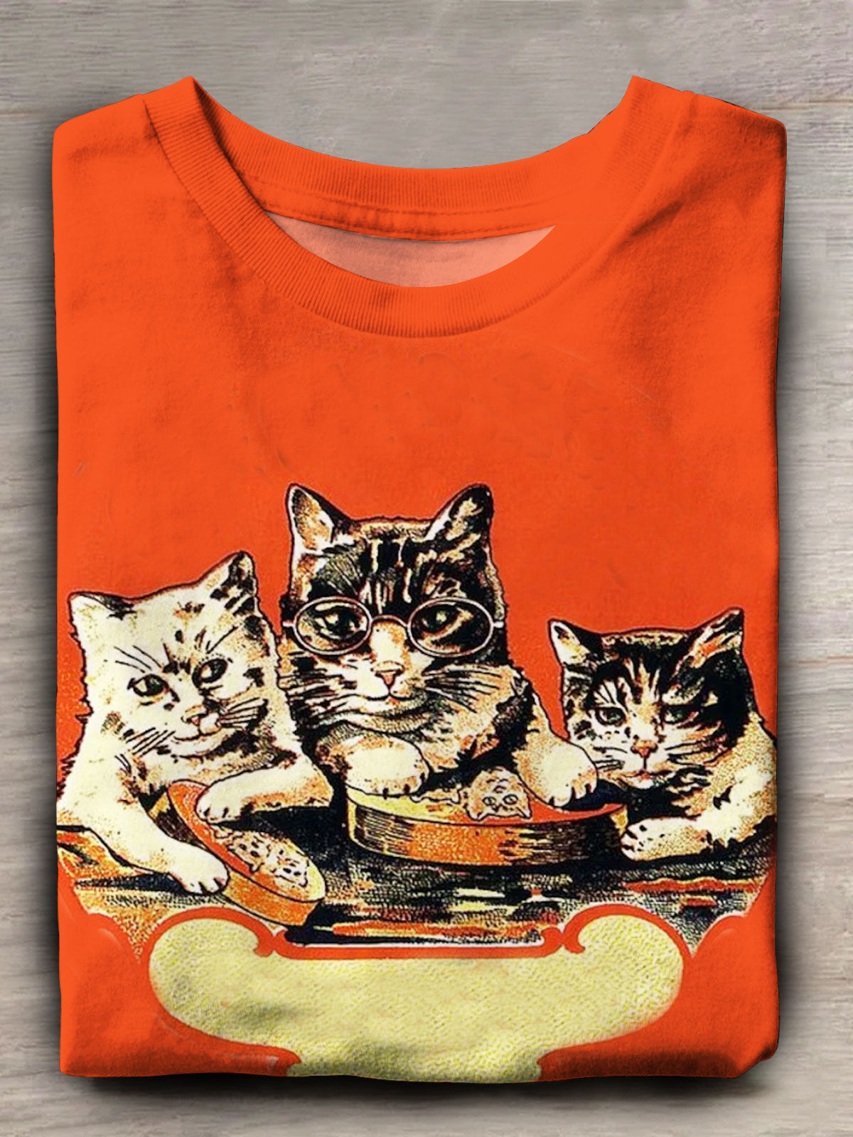 Cat Print Crew Neck T-shirt