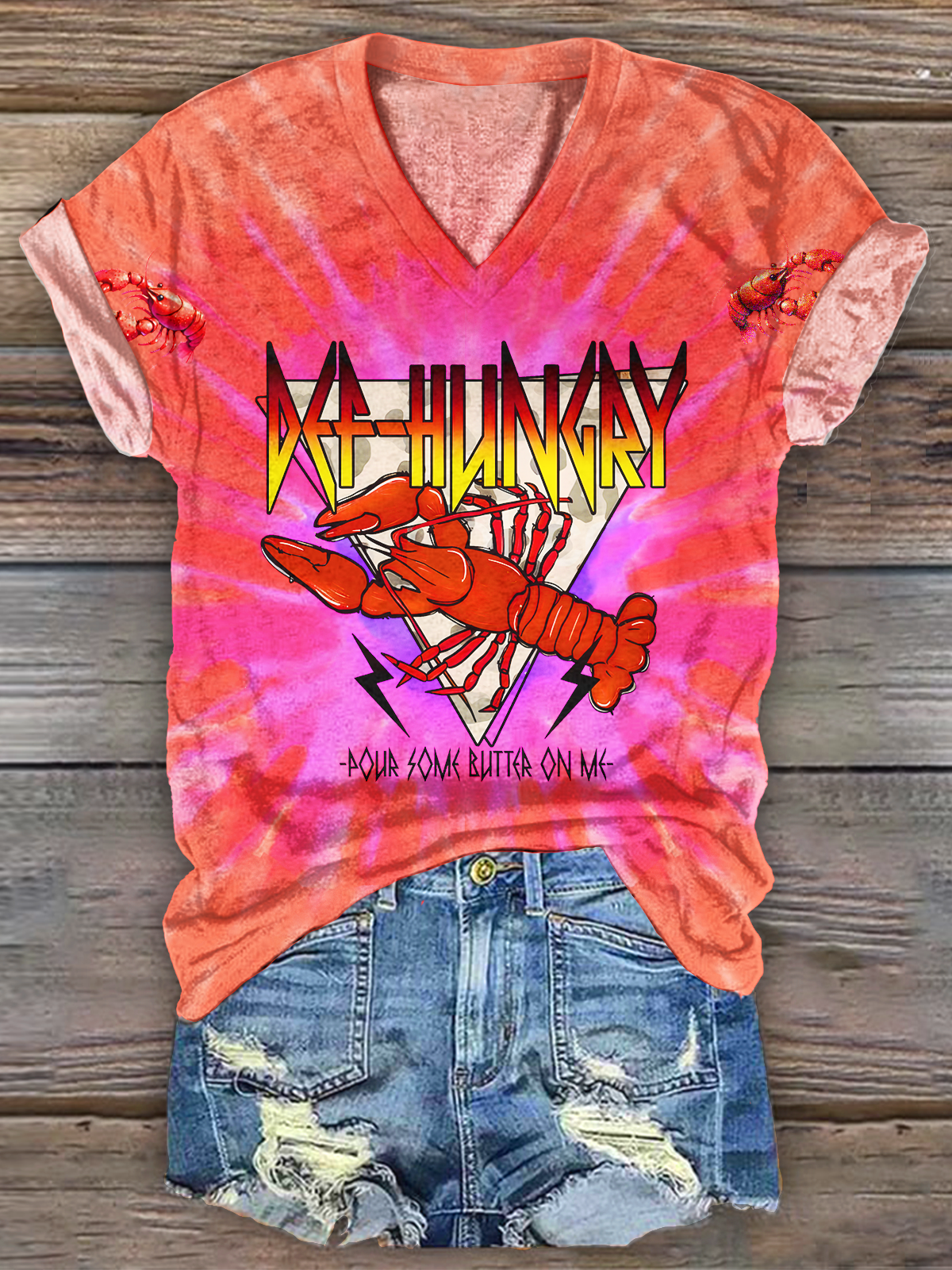 Def-Hungry Pour Some Butter On Me VネックTシャツ