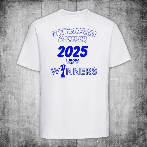 Tottenham Hotspur Europa League Champions 2025 Round Neck Short Sleeve Men's T-shirt