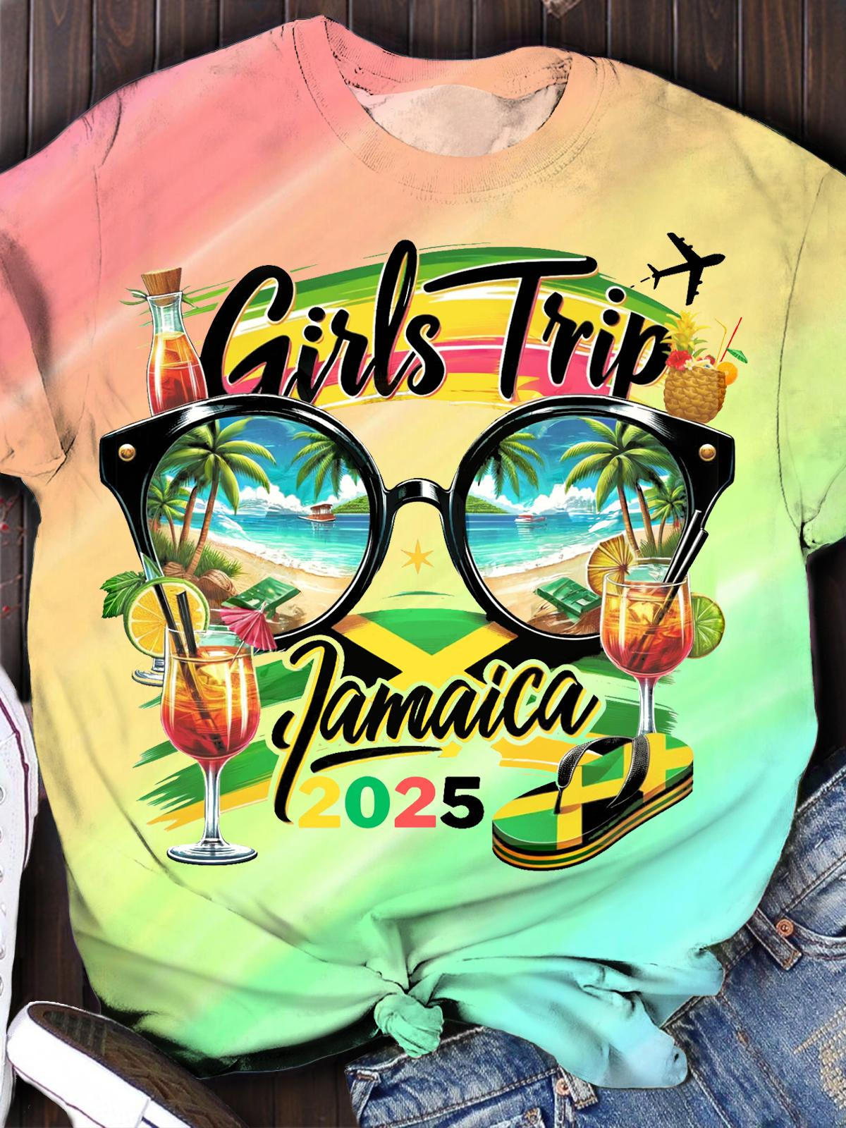 ジャマイカ・ガールズ・トリップ 2025 クルーネック Tシャツ