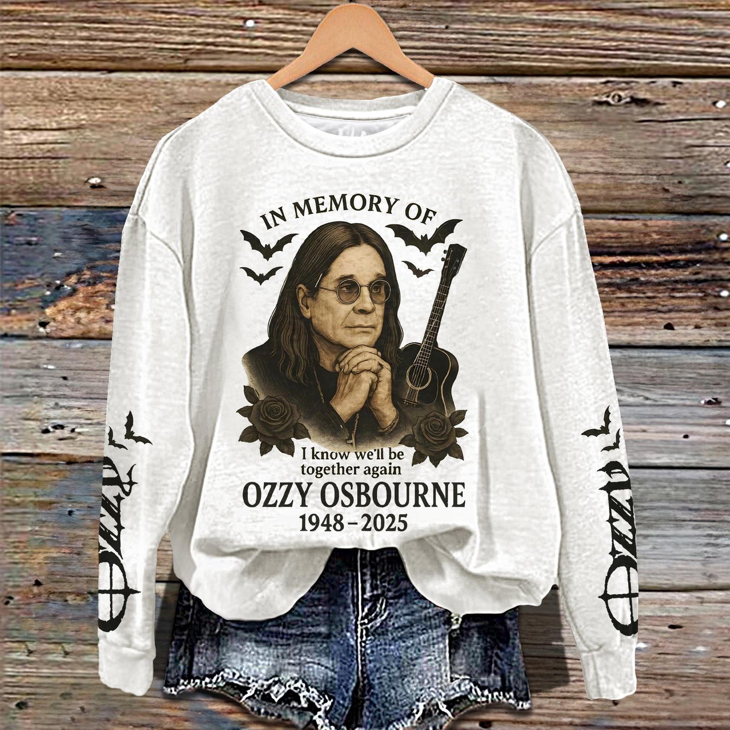 In Memory of Ozzy Osbourne Printed Long Sleeve Casual Top