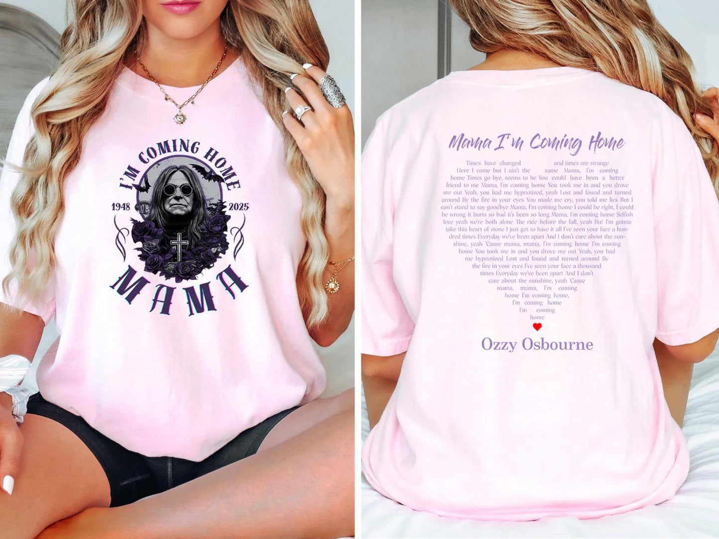 Mama I'm Coming Home Print Crew Neck T-shirt