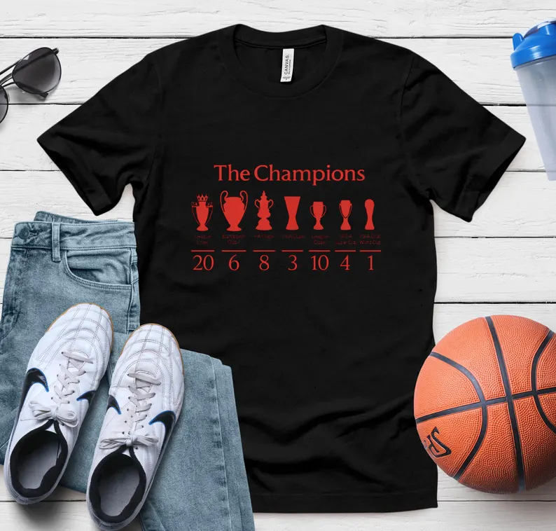 The Champions Liverpool Soccer Fans Round Neck Short Sleeve Men's T-shirt