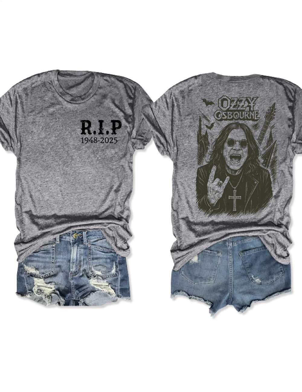 RIP Ozzy Osbourne 1948-2025 Crew Neck T-shirt