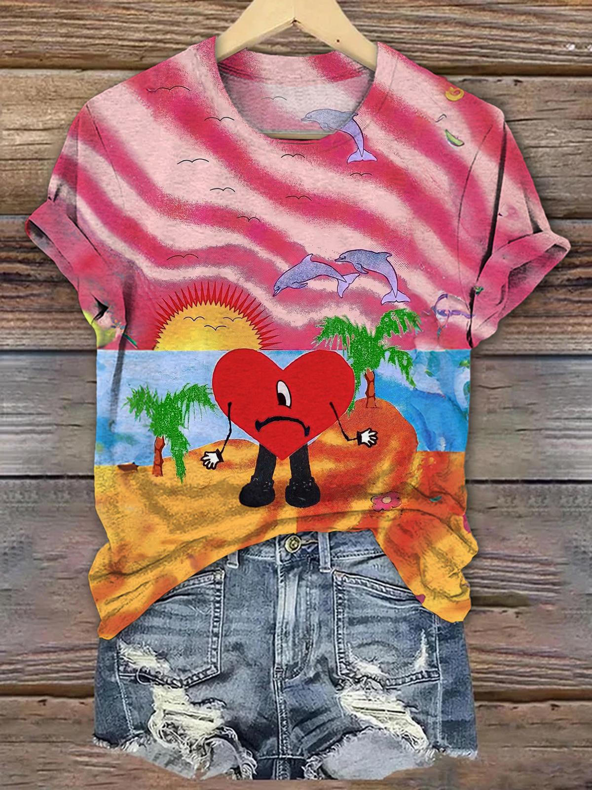 배드 버니 크루넥 티셔츠