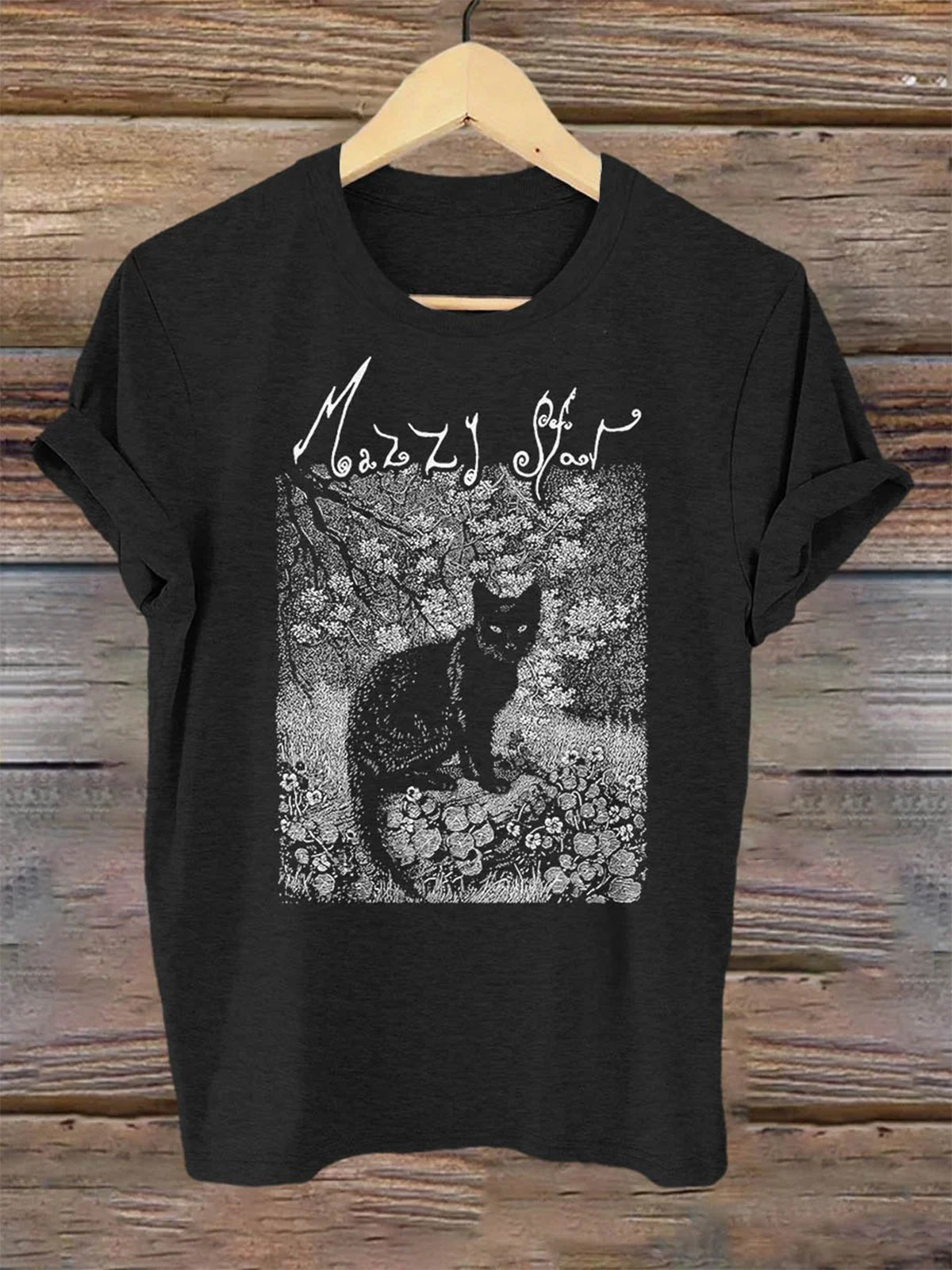 ロックバンド ミュージックギフト キャット ヴィンテージ マジーアート クルーネック Tシャツ