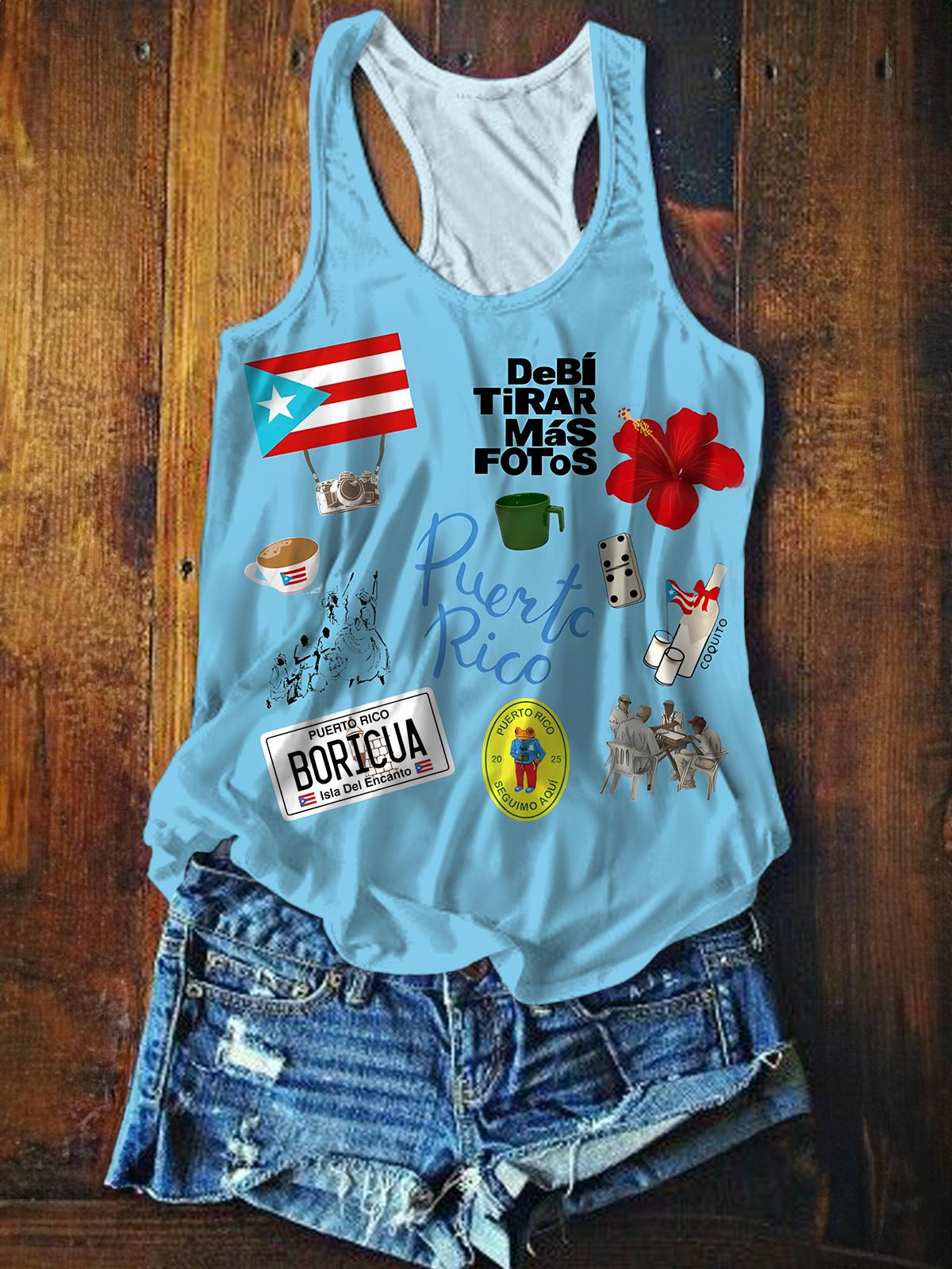 Women's Blue Funny Cartoon Edge Casual Vest