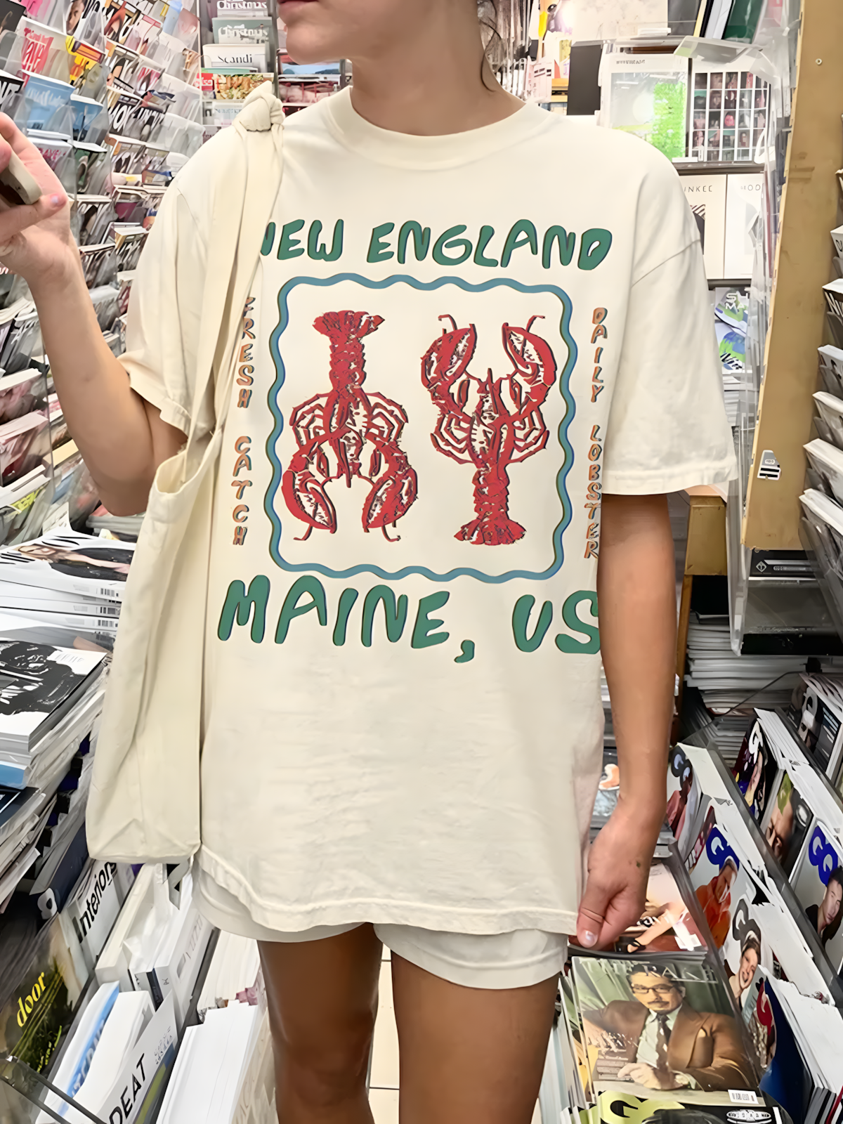 Fisherman Aesthetic Vintage Old Money Lobster Crew Neck T-shirt