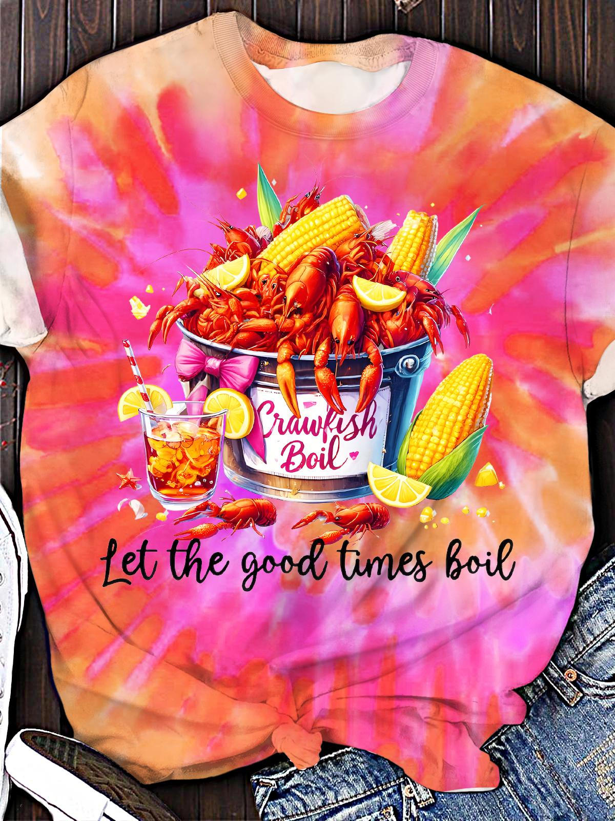 ザリガニ水彩クルーネックTシャツ