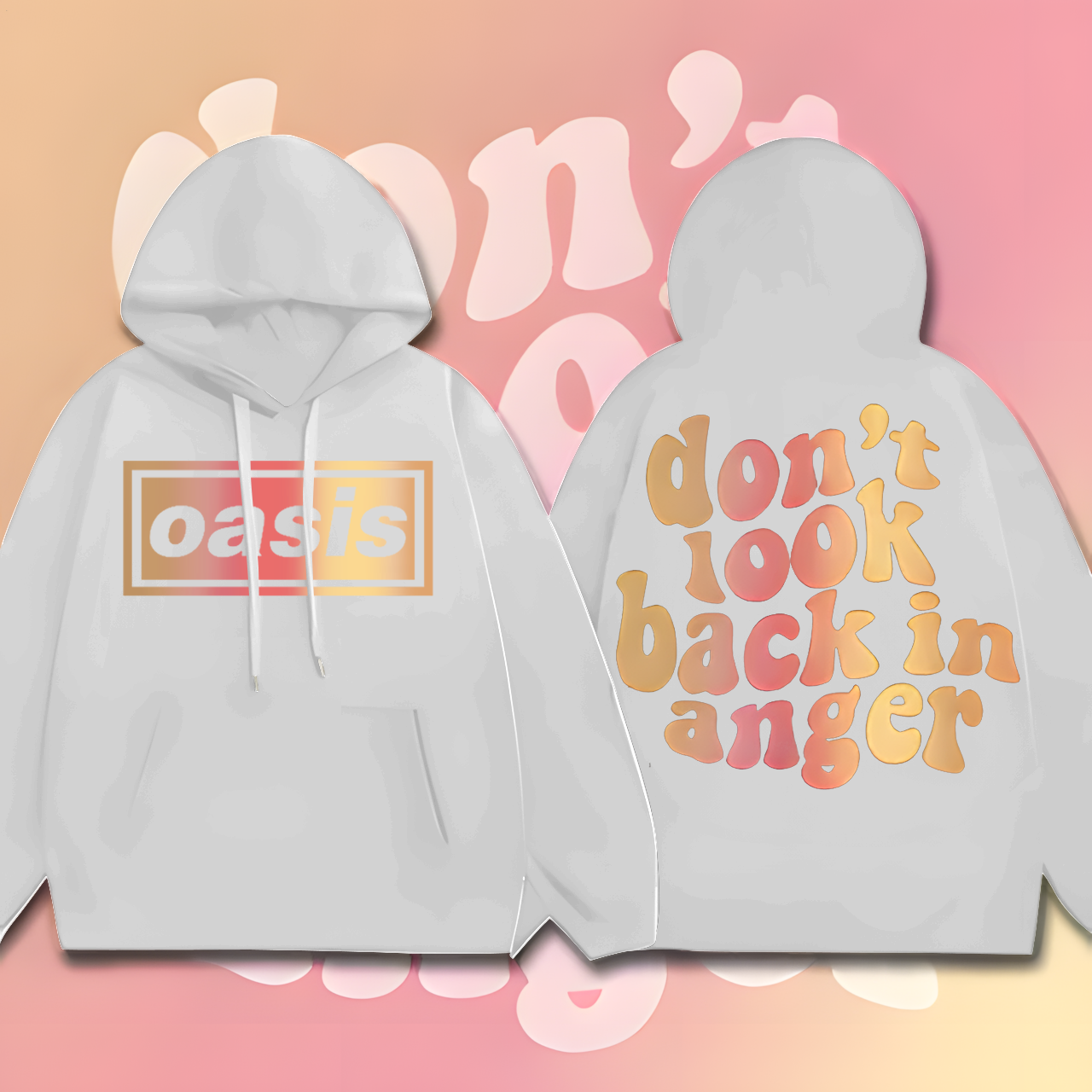Oasis Music Fans Loose Fit Hooded Sweatshirt With Pockets
