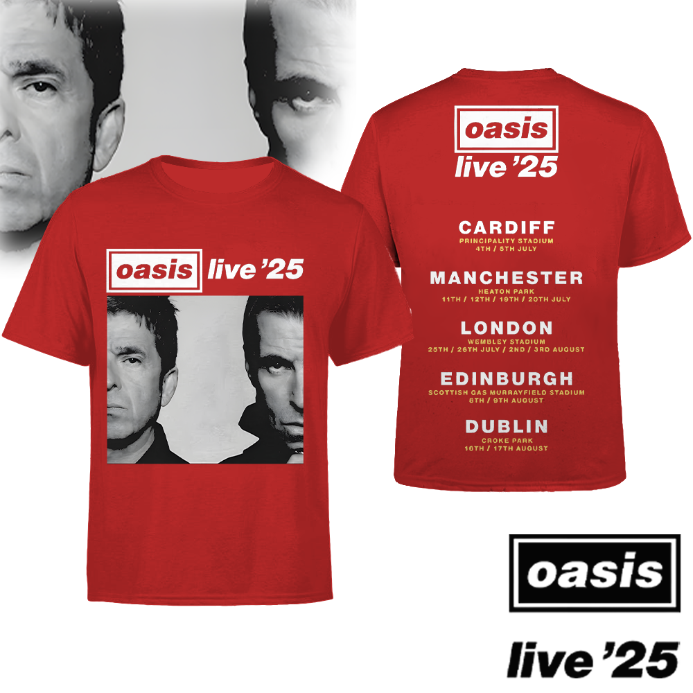 Oasis 2025 Tour Music Fan Crew Neck T-shirt
