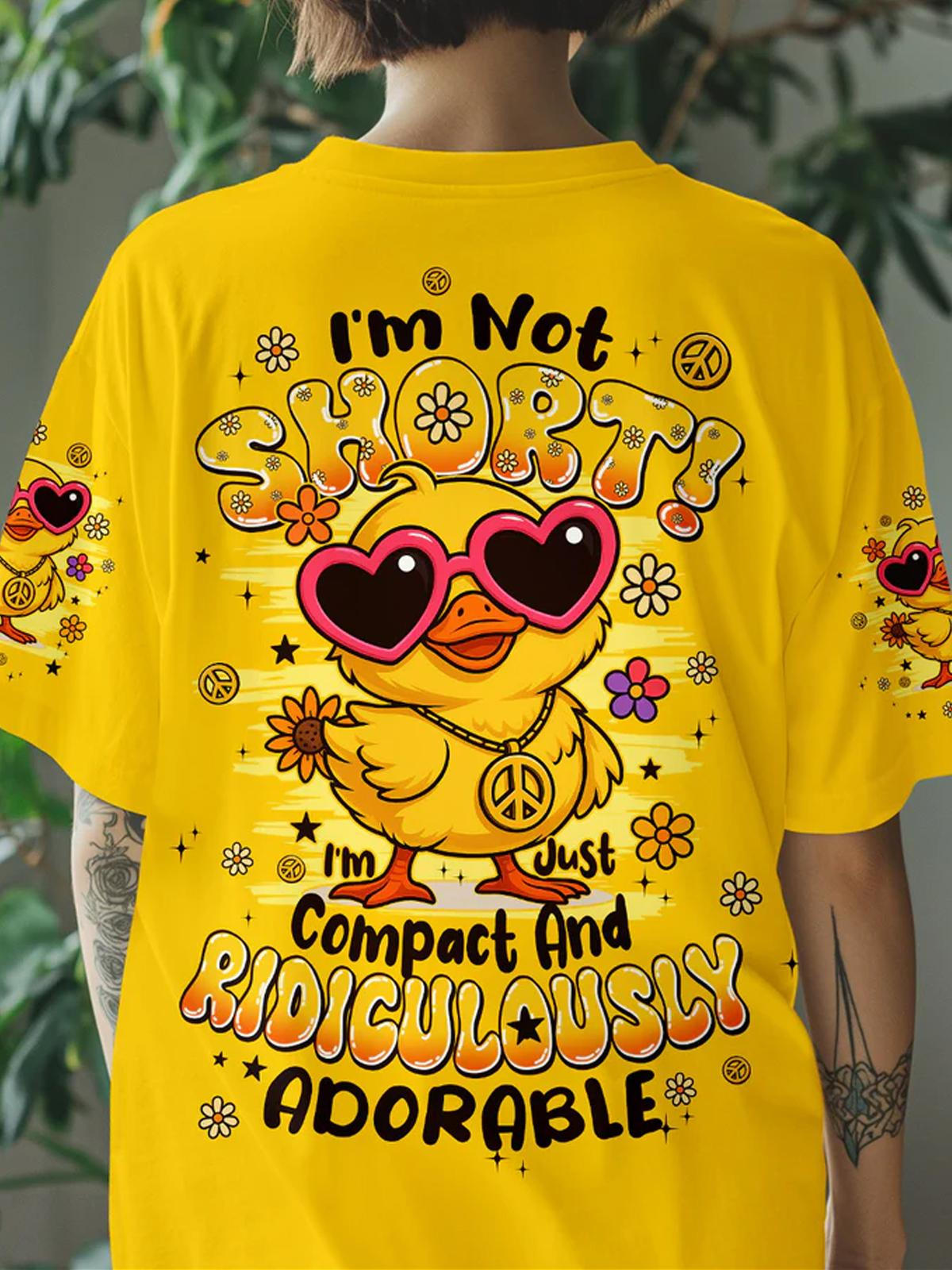 ヒッピーダックプリントクルーネックTシャツ